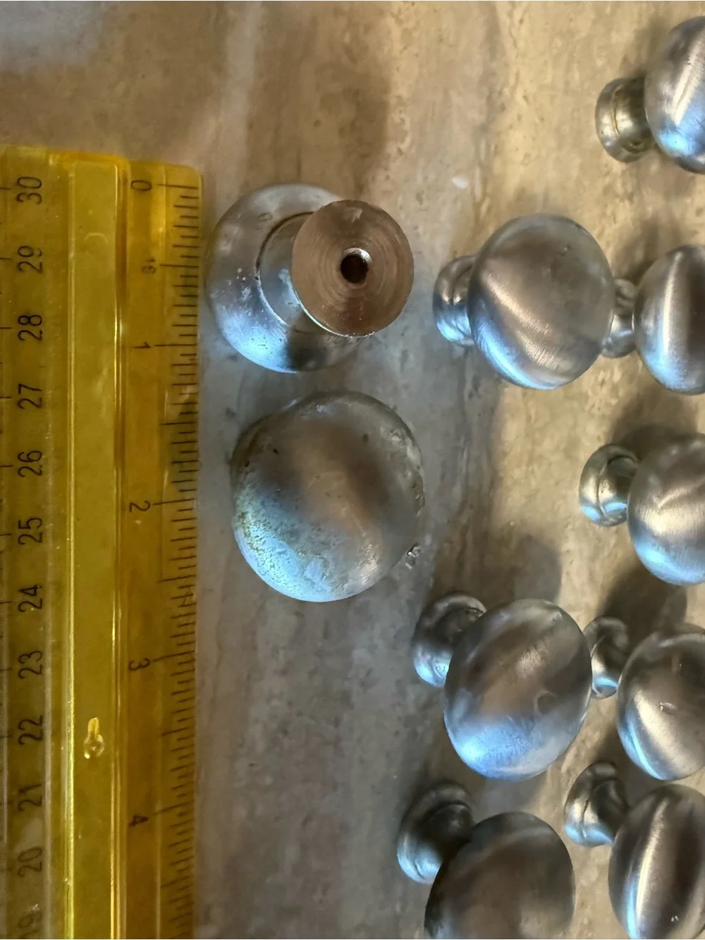 Set of Metal Drawer or Cabinet Knobs — Brushed Silver Hardware